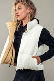 REVERSIBLE STAND COLLAR CROPPED PUFF VEST