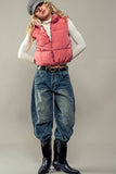 REVERSIBLE STAND COLLAR CROPPED PUFF VEST