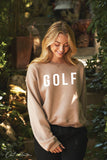 GOLF Mid length Cropped Graphic Fleece Pullover Relaxed Fit.