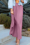 CWBLS041_SMOCKING WAIST MAXI SKIRT WITH SIDE POCKET