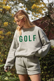 GOLF Mid length Cropped Graphic Fleece Pullover Relaxed Fit.