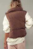 REVERSIBLE STAND COLLAR CROPPED PUFF VEST
