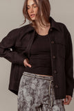Colorblock Wool Blend Shacket Jacket
