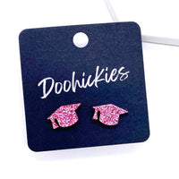 11mm Glittery Graduation Studs -Graduation Earrings