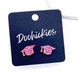 11mm Glittery Graduation Studs -Graduation Earrings