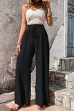 CWBMP0142_SUMMER CASUAL BUBBLE PLAID WIDE-LEG PANTS