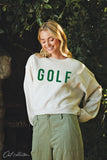 GOLF Mid length Cropped Graphic Fleece Pullover Relaxed Fit.