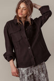 Colorblock Wool Blend Shacket Jacket