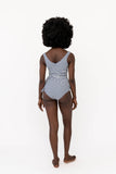 Seaside Navy Wave Wrap Front One Piece