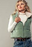 REVERSIBLE STAND COLLAR CROPPED PUFF VEST