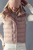 STRIPE QUILTED STAND COLLAR PADDED VEST JACKET