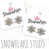 Glittery Snowflake Studs -Christmas Earrings