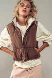 REVERSIBLE STAND COLLAR CROPPED PUFF VEST