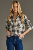 Gray & Cream Plaid Button Up