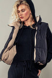 REVERSIBLE STAND COLLAR CROPPED PUFF VEST