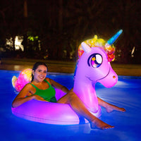 Inflatable Illuminated LED Unicorn Pool Tube Large Size
