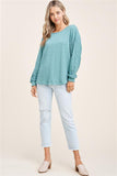 Round Neck, Long Dolman Sleeve, Jacquared Textured, Heavy Knit Top