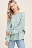 Round Neck, Long Dolman Sleeve, Jacquared Textured, Heavy Knit Top