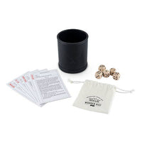 Black Wood Dice and Faux Leather Game Set