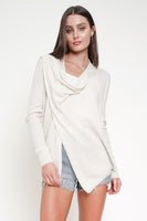 Drape Neck Sweater with Zipper at Shoulder