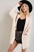 Open Front Knit Cardigan with Pockets