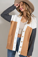 Button Color-Block Cardigan