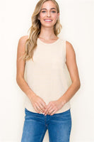 Round Neck Stripe Ribbed Sleeveless Top