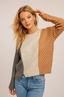 Texture Knit Color Block Sweater