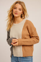 Texture Knit Color Block Sweater