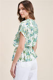 Floral Print Top with Self Tie Waist
