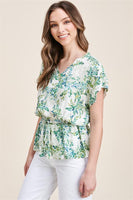 Floral Print Top with Self Tie Waist