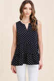 China Collar Sleeveless Polka Dot Top