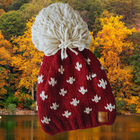 Red Hat with Cream Pattern Detail