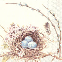 Paper Cocktail Napkins Birds Nest With Eggs Easter