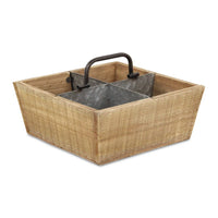 Wooden 4 Slot Caddy With Metal Divider