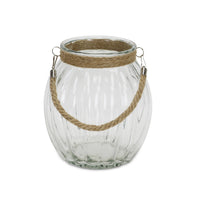 8.5" Ribbed Glass Jar with Rope