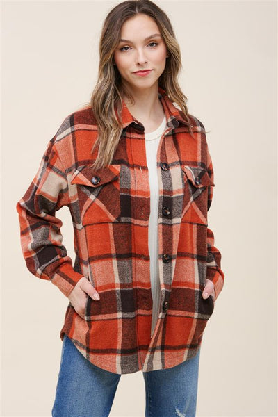Double Chest Pockets Plaid Shacket