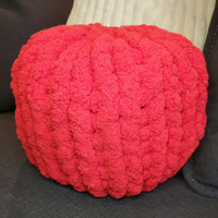 Handmade Unique Throw Pillow Pouf - Red
