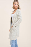 Open Front Cardigan,  Long Sleeve, Pockets, Chunky, Cabled