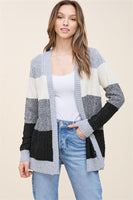 Cabled Color Block Cardigan