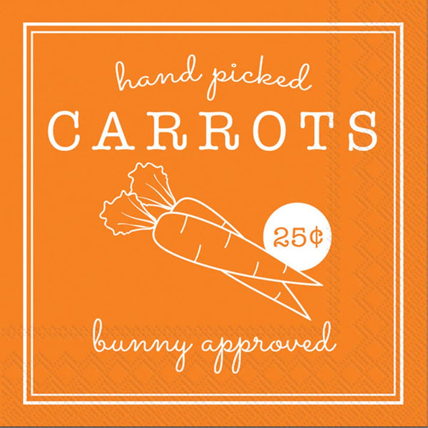 Paper Cocktail Napkins Pack Of 20 Hand Picked Carrots Easter