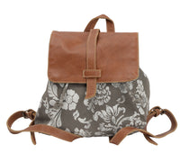 Flower and Leather Backpack