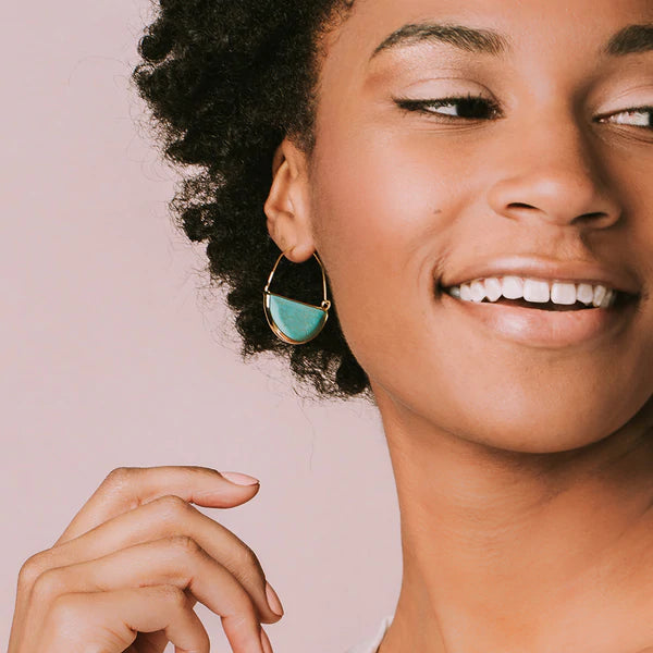 Stone Prism Hoop Earring