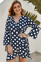 Lovely Polka Dot Long Sleeve Dress - extended sizes