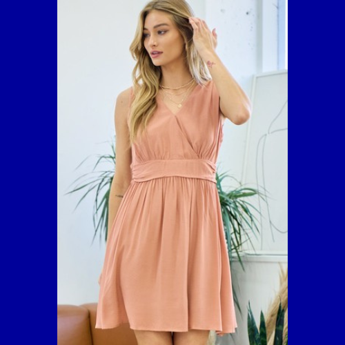 slim fit dress slacks Women's Solid Peach Fit and Flare Dress main image 0