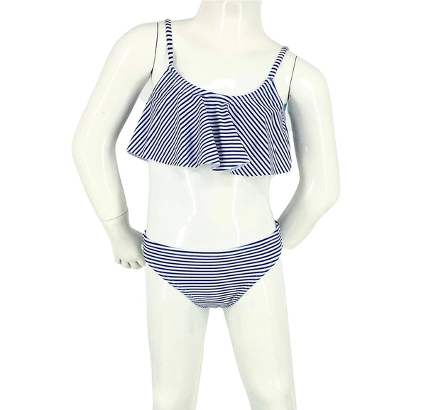 Flutter top, Moderate bikini-Stripe Navy