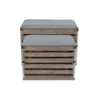 Wood Slat Storage Bench with Cushioned Lid