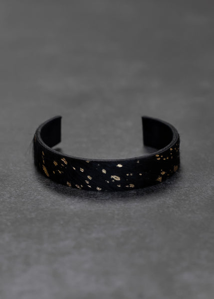Black Cuff Bracelet with Gold Splash Print