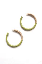 Wood Large Hoop Earring - Lime