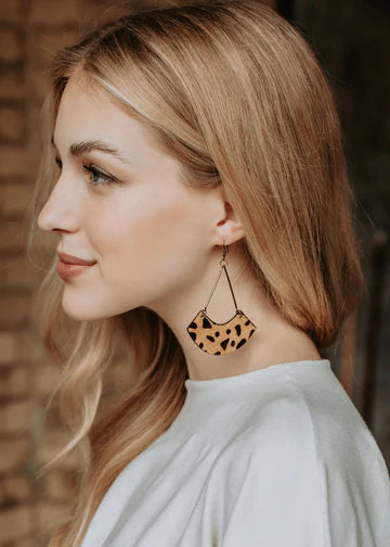 Gold and Leopard Print Dangle Triangle Earring